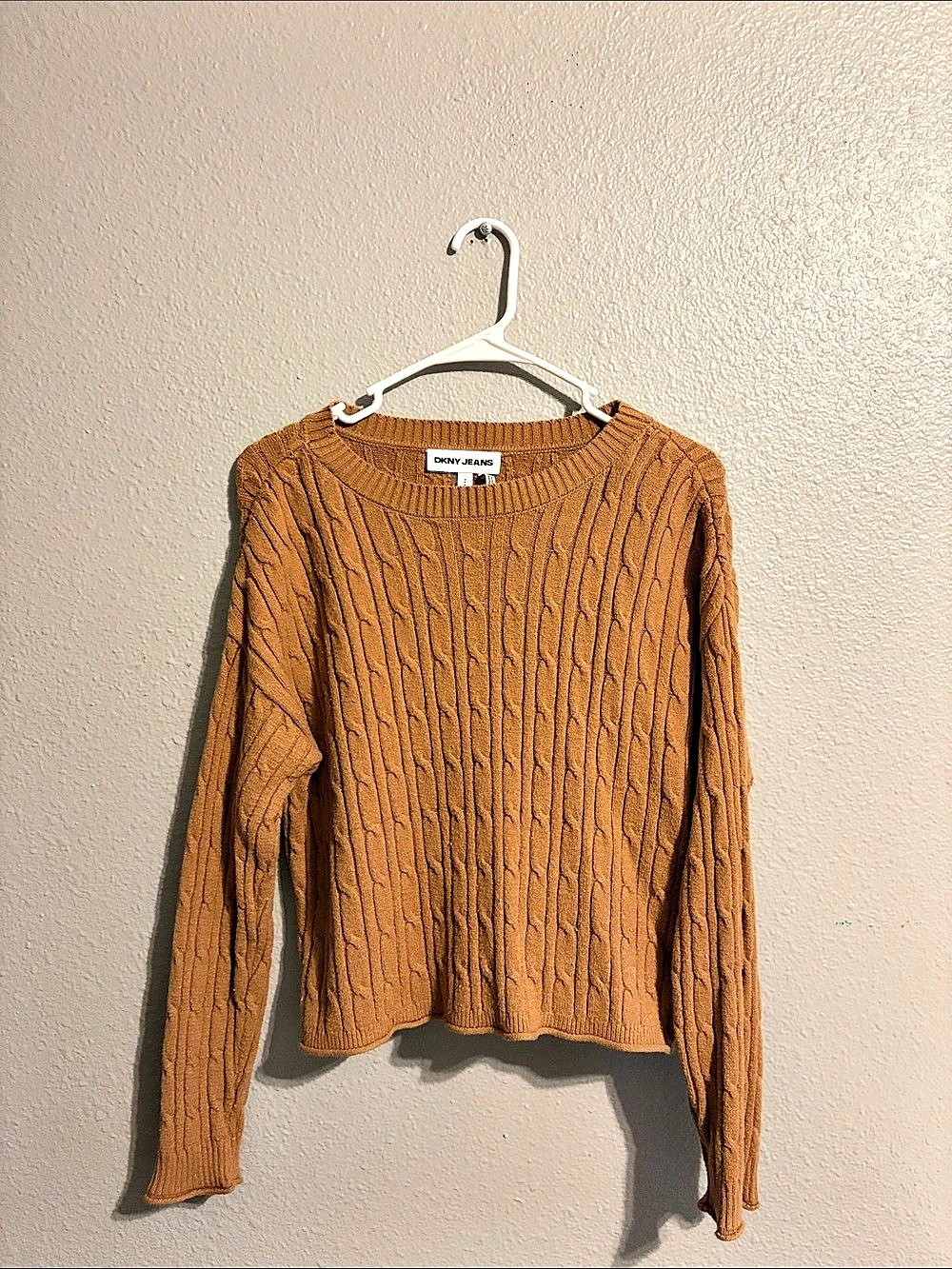 DKNY Jeans Cable Knit Crewneck Brown Size Medium Like New